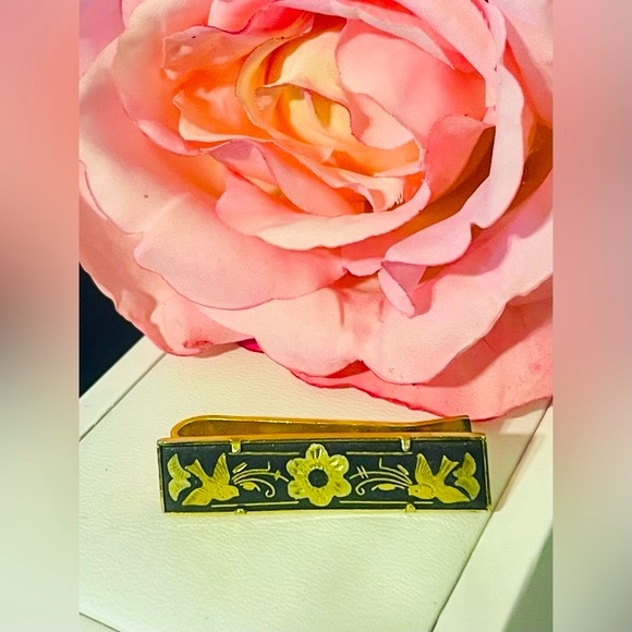 Vintage Damascene Tie Bar/ Money Clip - Picture 4 of 10